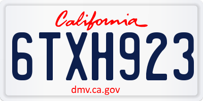 CA license plate 6TXH923