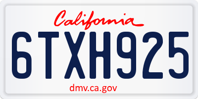 CA license plate 6TXH925