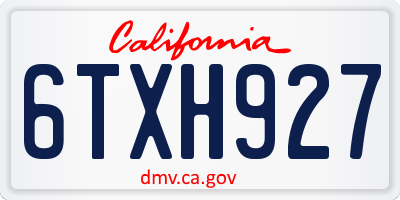 CA license plate 6TXH927