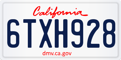 CA license plate 6TXH928