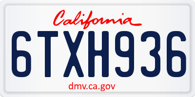 CA license plate 6TXH936