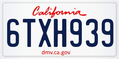 CA license plate 6TXH939