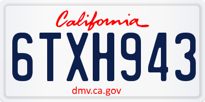 CA license plate 6TXH943