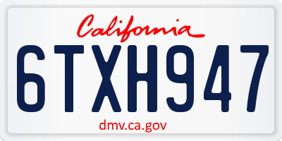 CA license plate 6TXH947