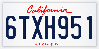 CA license plate 6TXH951