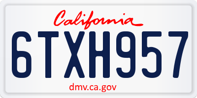 CA license plate 6TXH957