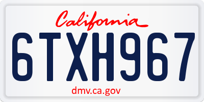 CA license plate 6TXH967