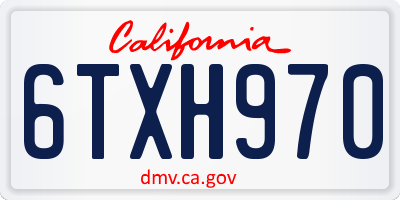 CA license plate 6TXH970