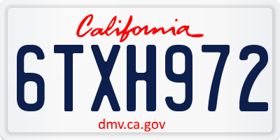 CA license plate 6TXH972