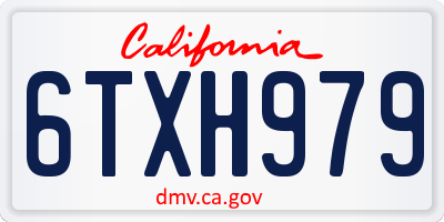CA license plate 6TXH979