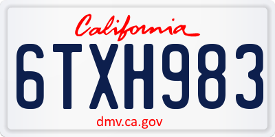 CA license plate 6TXH983