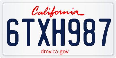 CA license plate 6TXH987