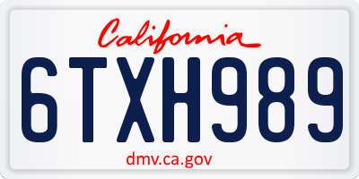 CA license plate 6TXH989