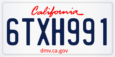 CA license plate 6TXH991