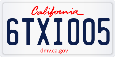 CA license plate 6TXI005