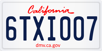 CA license plate 6TXI007