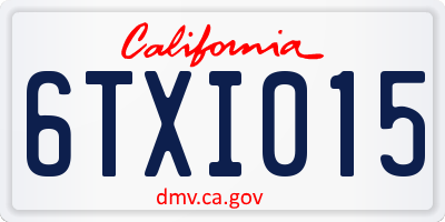 CA license plate 6TXI015