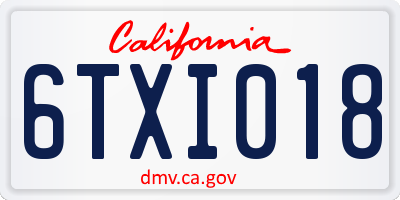 CA license plate 6TXI018
