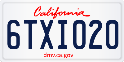 CA license plate 6TXI020