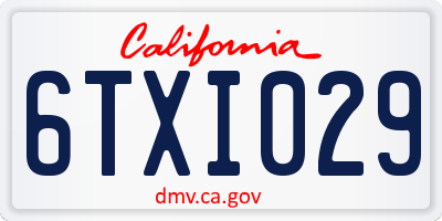 CA license plate 6TXI029