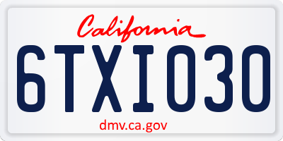 CA license plate 6TXI030