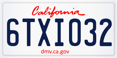 CA license plate 6TXI032