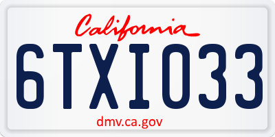 CA license plate 6TXI033