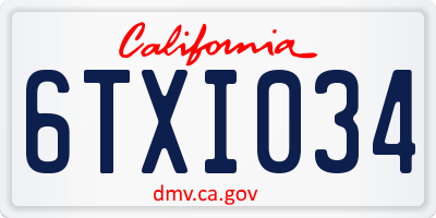 CA license plate 6TXI034