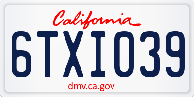 CA license plate 6TXI039