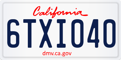 CA license plate 6TXI040