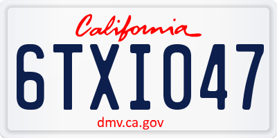 CA license plate 6TXI047