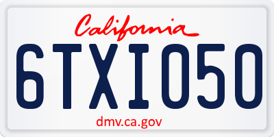 CA license plate 6TXI050