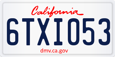 CA license plate 6TXI053