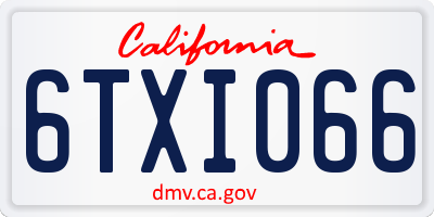 CA license plate 6TXI066