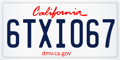 CA license plate 6TXI067