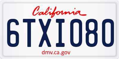 CA license plate 6TXI080