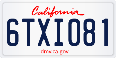 CA license plate 6TXI081