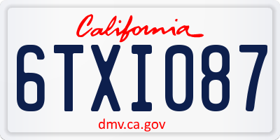 CA license plate 6TXI087