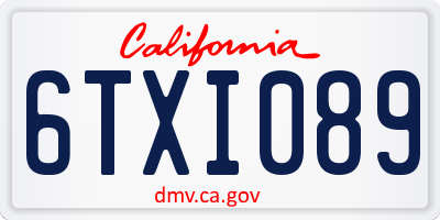 CA license plate 6TXI089