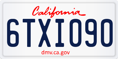 CA license plate 6TXI090