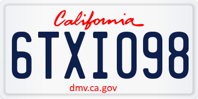 CA license plate 6TXI098
