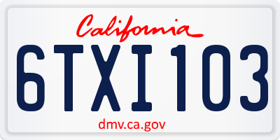 CA license plate 6TXI103