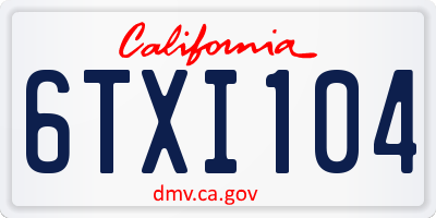 CA license plate 6TXI104