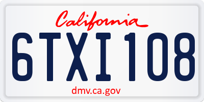 CA license plate 6TXI108