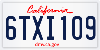 CA license plate 6TXI109