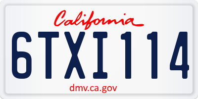 CA license plate 6TXI114