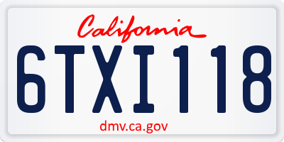 CA license plate 6TXI118