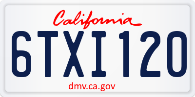 CA license plate 6TXI120