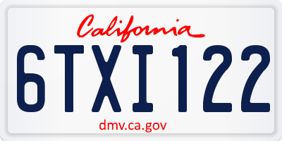 CA license plate 6TXI122