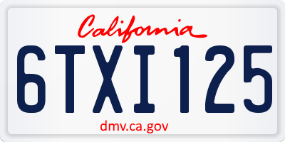 CA license plate 6TXI125